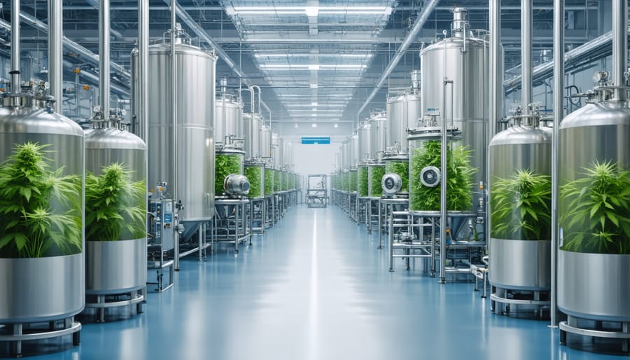 GMP-certified CBD oil manufacturing facility with quality control measures